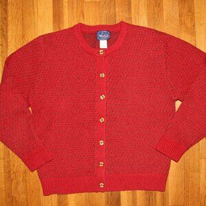 Vintage Woolrich Wool Blend Cardigan Sweater Womens M Red Green